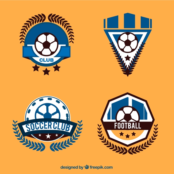 4款创意足球俱乐部标志矢量图
