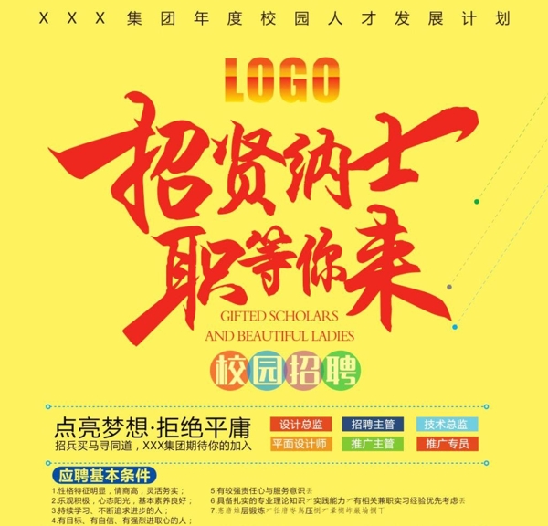 創(chuàng)意招聘海報宣傳活動模板源文件