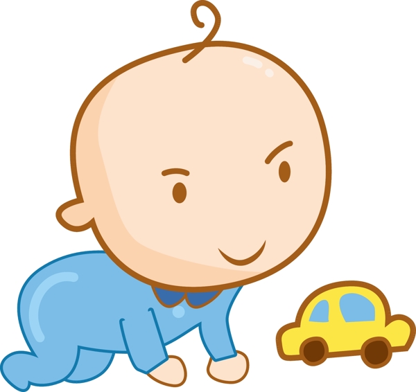 婴儿小汽车人物插画