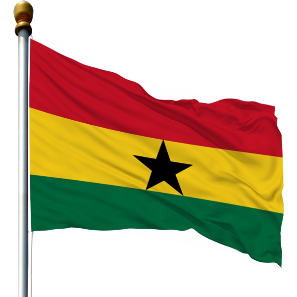 带旗杆的加纳共和国国旗