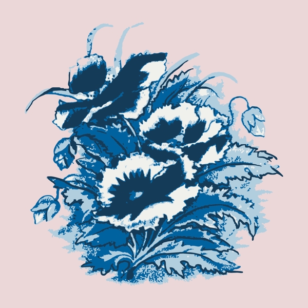 印花矢量圖T恤圖案植物花朵色彩免費素材
