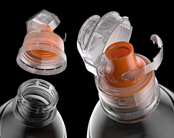 3d渲染的透明精致的塑料瓶盖子jpg