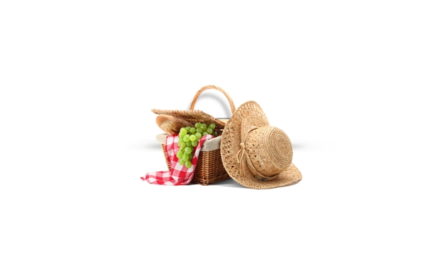 夏季女装帽子水果葡萄篮子免抠素材