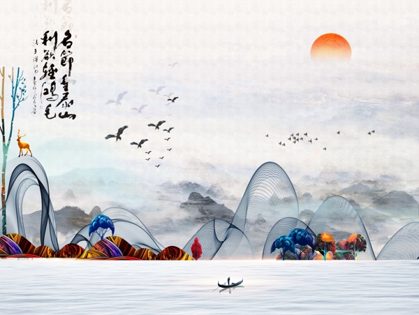 新中式背景墻