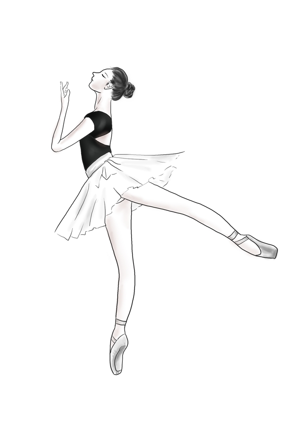 手绘跳芭蕾舞的女孩