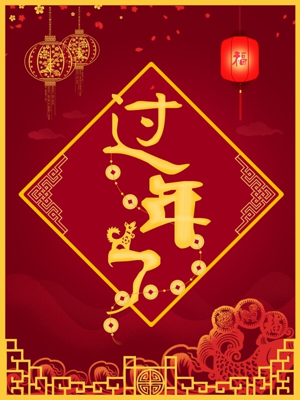 2018紅色喜慶狗年新年快樂過年