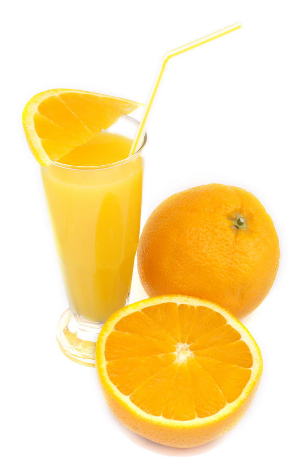 橙子与一杯橙汁图片