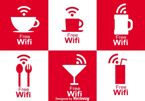 WIFI信号咖啡元素图标图片