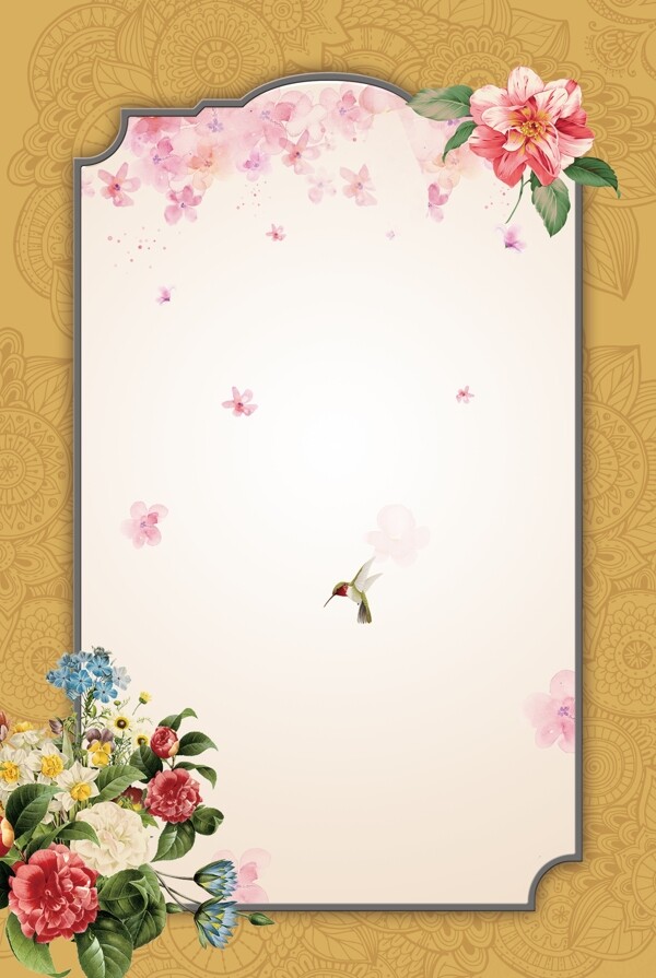 花朵邊框背景psd文件
