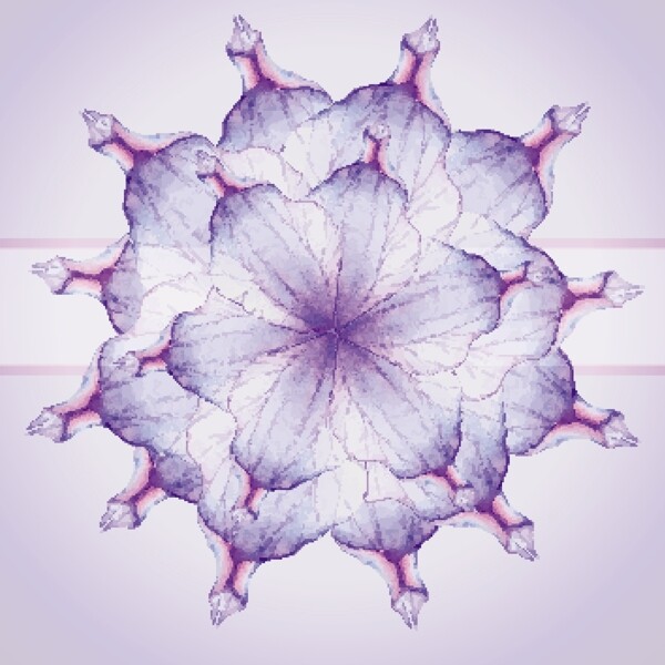 紫色渲染对称花