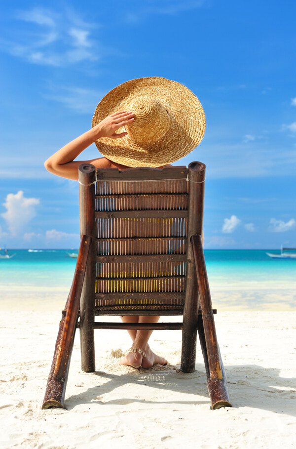 夏日沙灘與性感美女圖片