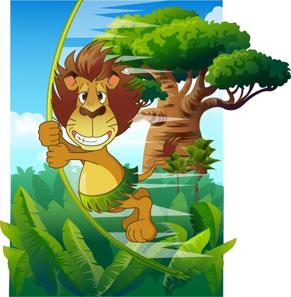 可愛動物綠色泰山獅子圖片