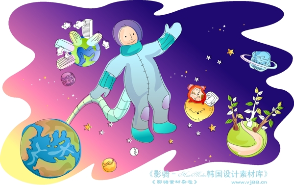 兒童線條插畫小孩游玩卡通童話韓國花紋時(shí)尚花紋底紋矢量素材矢量圖片HanMaker韓國設(shè)計(jì)素材庫