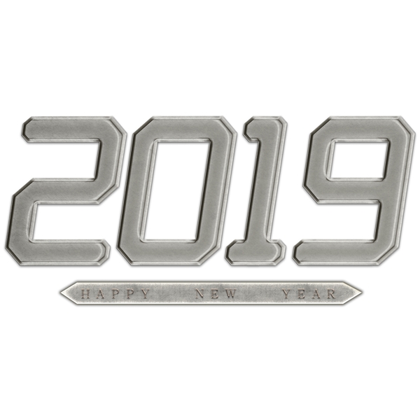 原創(chuàng)可商用銀色金屬浮雕2019藝術(shù)字元素