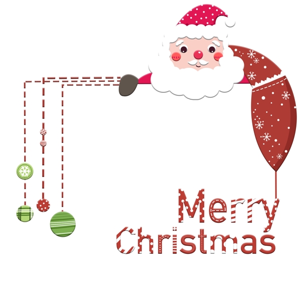 圣诞节圣诞老人可爱圣诞快乐英文字母边框