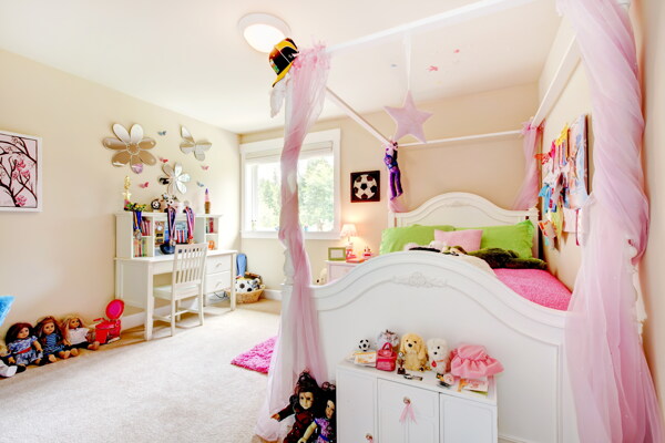 可爱粉色儿童房效果图图片