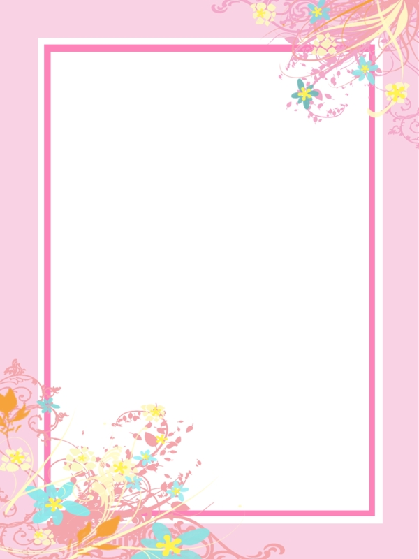 原创粉色花纹植物花卉商务边框简约背景