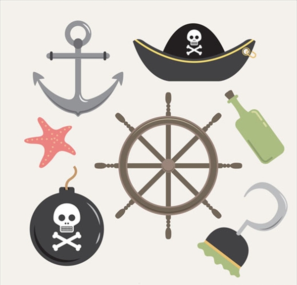 平面海盗舵设计元素