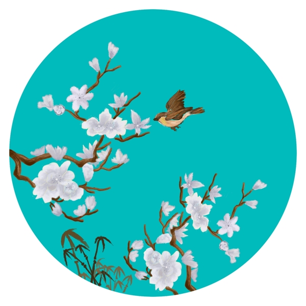 中国风兰花装饰画花鸟壁纸插画