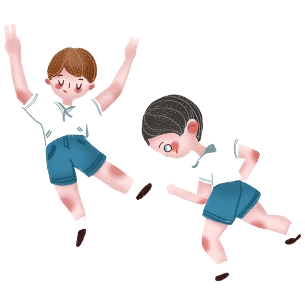 奔跑開心學生裝飾元素