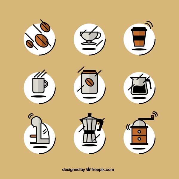 9款创意咖啡元素图标矢量图