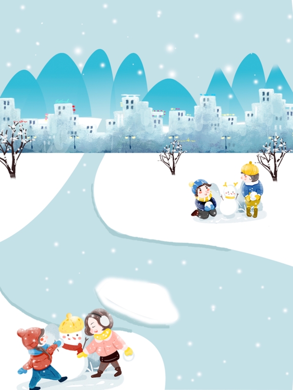 唯美冬季打雪仗背景