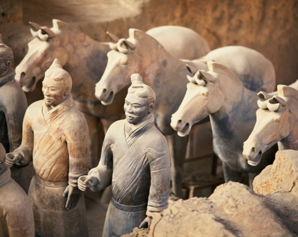 秦始皇兵马俑一号坑里的马匹和兵图片