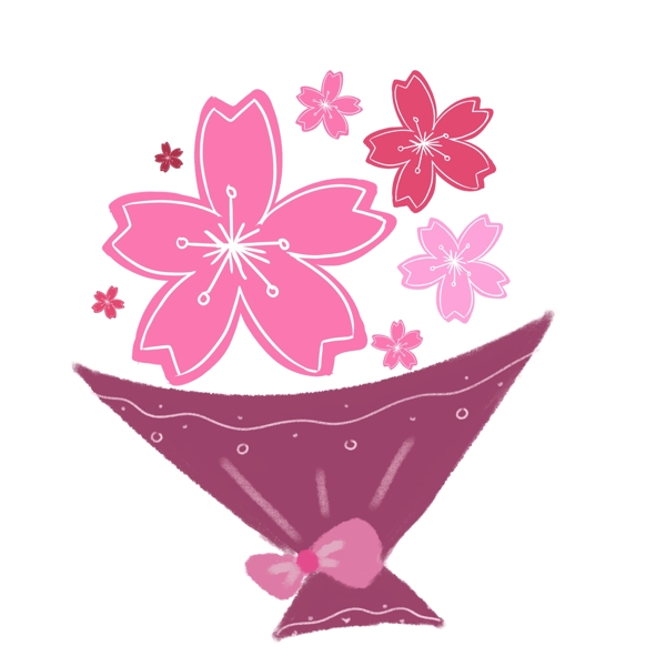 粉色樱花花束插画