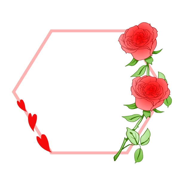 红色的爱心鲜花边框