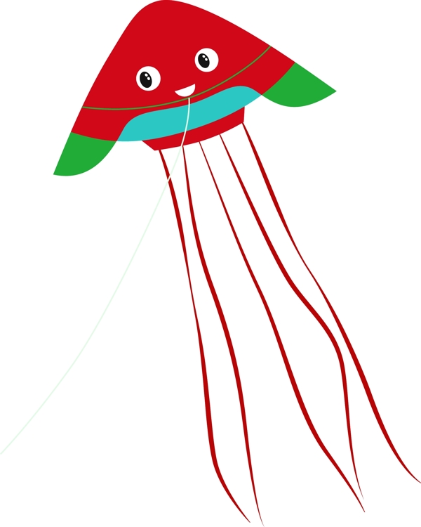 红色的风筝手绘插画