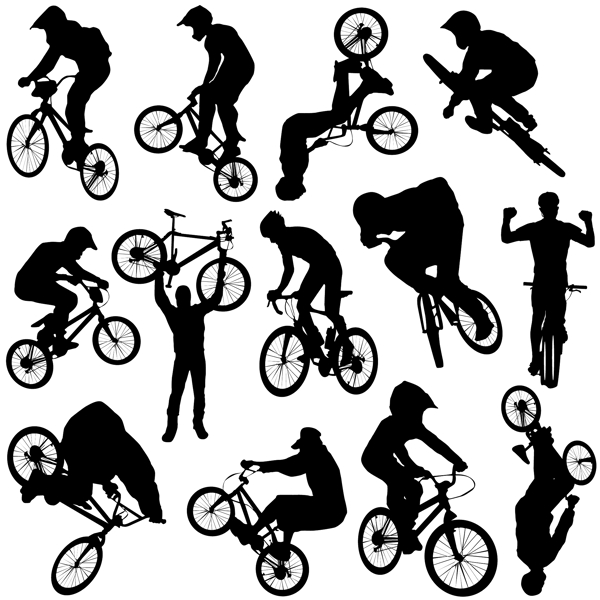 單車運動人物剪影矢量素材