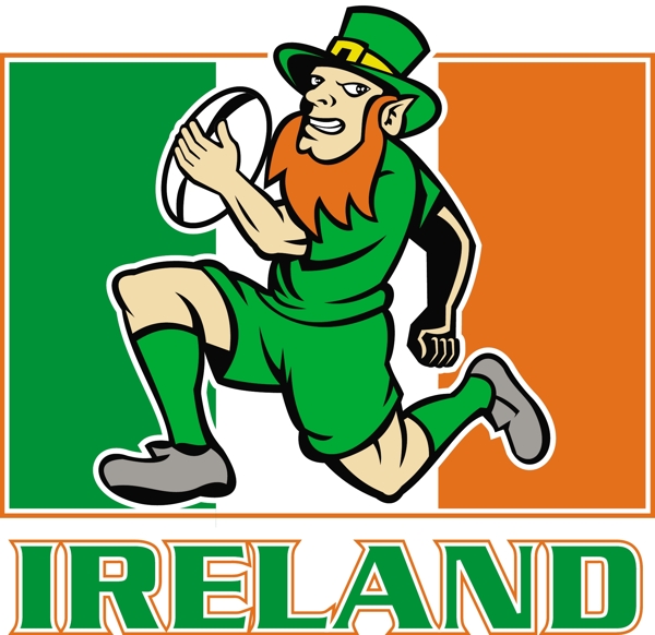 爱尔兰小妖精的橄榄球运动员爱尔兰国旗