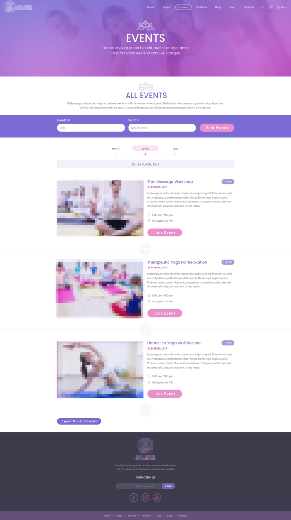 瑜伽运动健身网站界面设计课程展示
