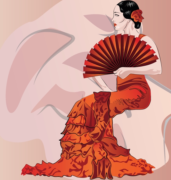扇子女人圖片