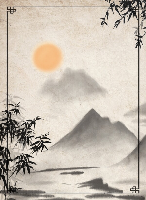 原創(chuàng)復(fù)古水墨中國風(fēng)邊框背景