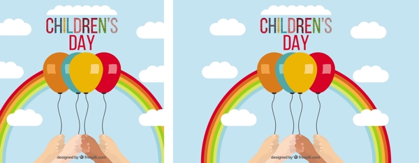 彩虹和气球儿童节的背景