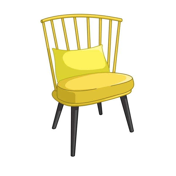 手绘黄色沙发椅插画