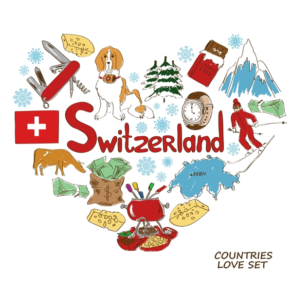 特色瑞士旅行插画