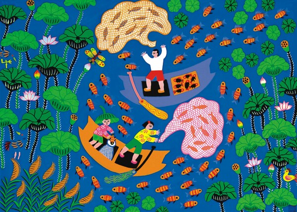 農(nóng)民畫歡樂滿塘圖片