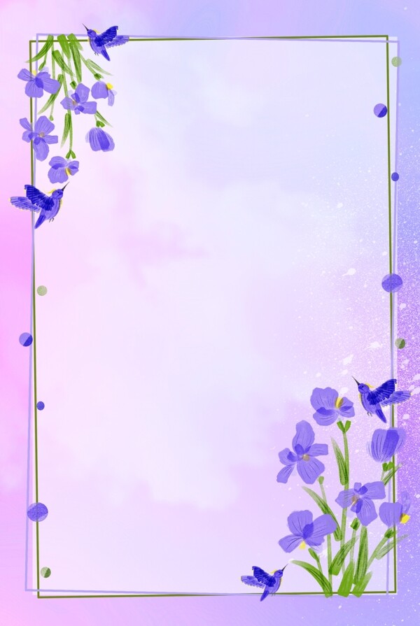 夏季紫色花束边框