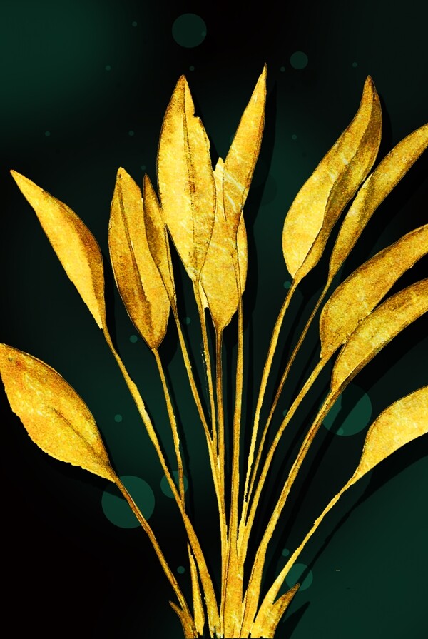 金色植物装饰画