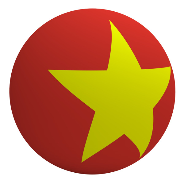 越南国旗在球白色隔离