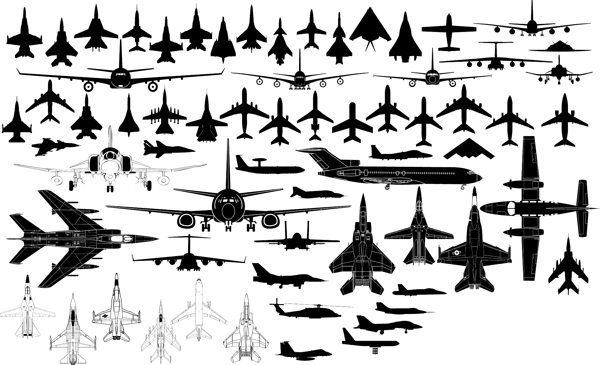各种战斗机和飞机PS形状