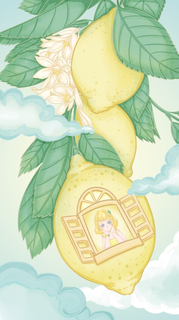 lemon柠檬小清新少女梦幻插画