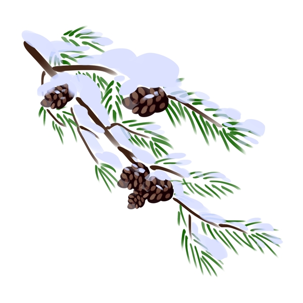 冬季树枝雪景插画