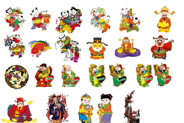 中国传统年画人物设计素材
