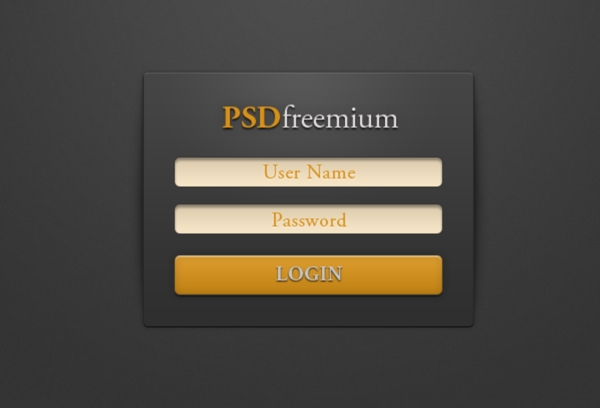 黑暗经典的WebUI的登录表单PSD