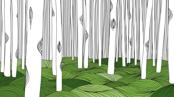 手绘线描树林底纹矢量图下载