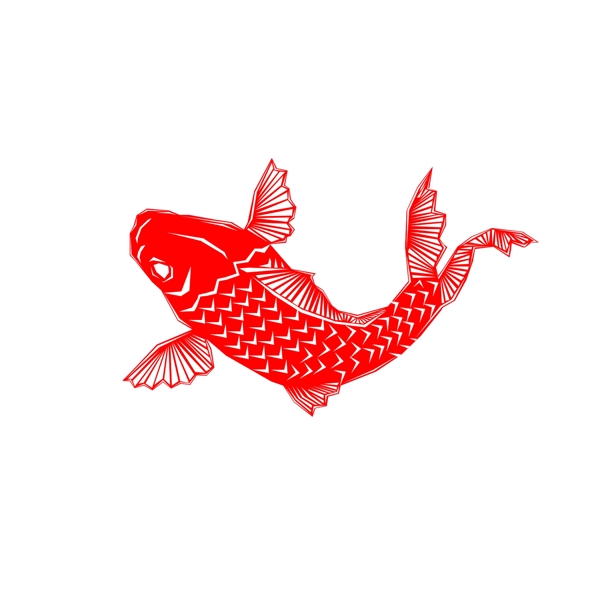 中国风创意鲤鱼窗花剪纸装饰图案