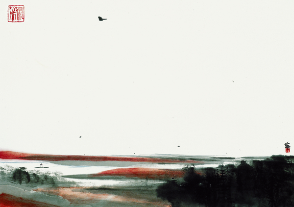 秋水共長天一色33x30cm2008年崔自默作圖片